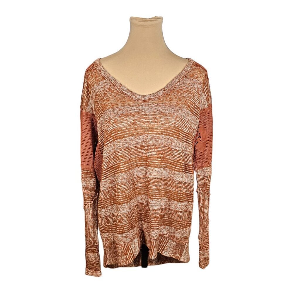 We the Free Light Brown Long Sleeve Eyelet Detail Top Sz XS